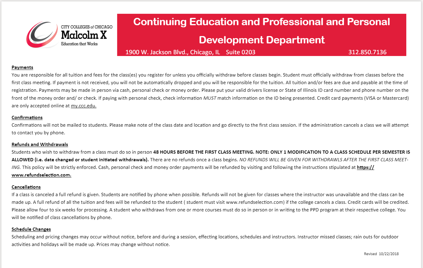 Community and Continuing Education Policy